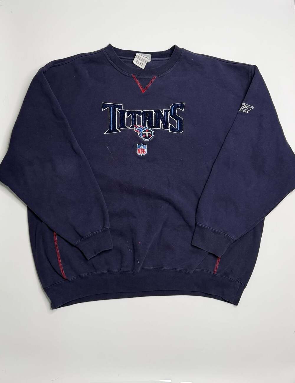 Vintage Reebok NFL Tennessee Titans Navy Blue Embroidered Crewneck Sweatshirt 2X